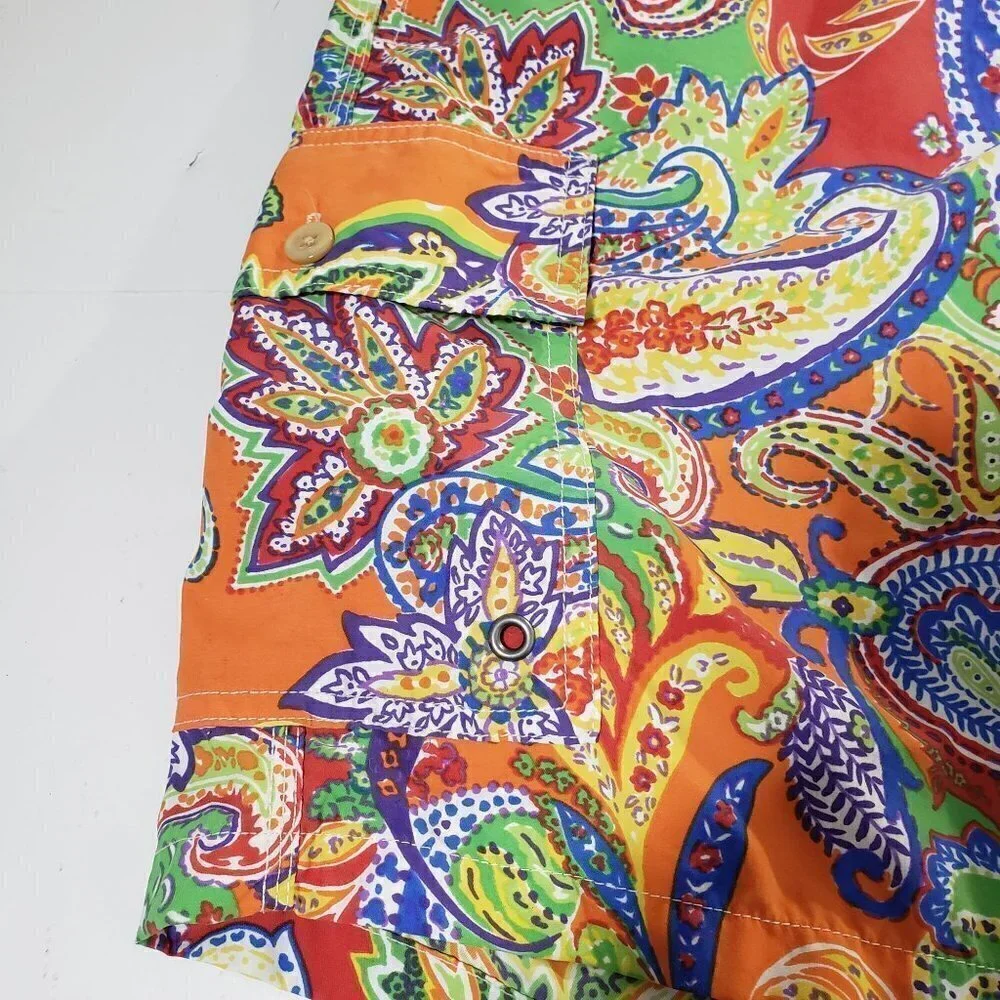 Vintage Polo Ralph Lauren Paisley Swim Trunks Colorful Beach Mesh Lined Mens L